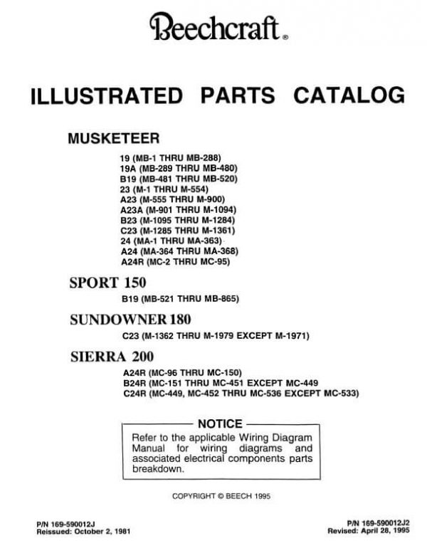 Beechcraft Musketer Illustrated Parts Catalog