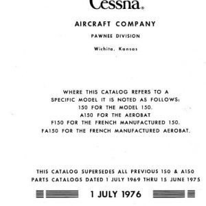 Cessna 150, A150, F150, FA150 1970-1977 Parts Catalog 1976