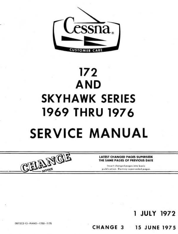 Cessna 172 and Skyhawk Series 1969 thru 1976 Service Manual