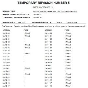 Cessna Model 172 and Skyhawk Series 1969 Thru 1976 Service Manual