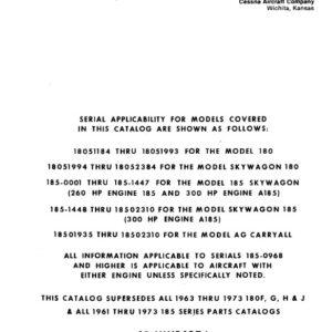 Cessna Model 180 & 185 Series Illustrated Parts Catalog (1961 Thru 1973) P527-12