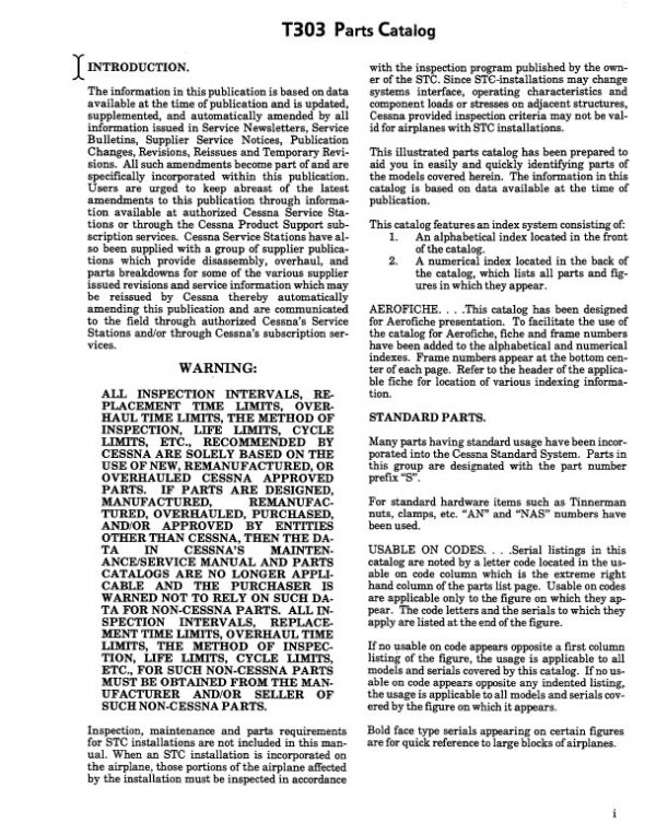 Cessna Model T303 Crusader Series Illustrated Parts Catalog (1982 Thru 1984) P689-12 - Image 3