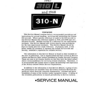 Cessna Models 310L and 310N 1967 thru 1968 Service Manual