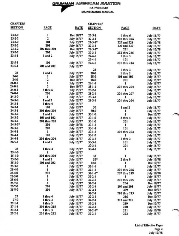 Grumman American Maintenance Manual Model GA-7/Cougar - Image 3