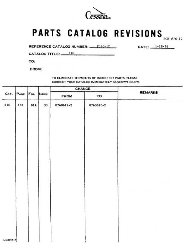 Cessna 210 Series Parts Catalog 1962 thru 1966, P326-12 - Image 3