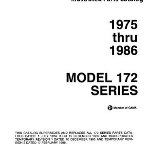 Cessna Model 172 Series Illustrated Parts Catalog 1975 Thru 1986