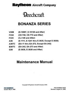 Beechcraft Bonanza Series Maintenance Manual, PN 36-590001-9