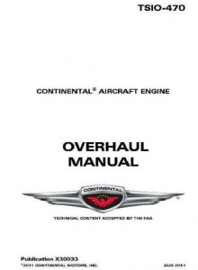 Continental Engine Overhaul Manual Model TSIO-470 Series, Part no. X30033