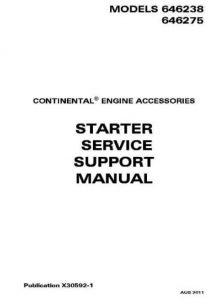 Continental Starter Service Support Manual